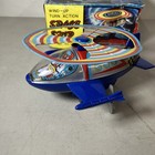 Vintage 80s Litho Tin Space Ship Wind Up Toy By Mtu Korea Nm In Original Box