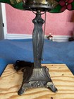 Antique Art Nouveau Lamp And Slag Glass Shade