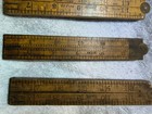 Three Vintage 4-fold Boxwood And Brass Carpenter s Folding Rulers
