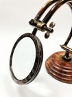 Vintage Henry Hughes London 1941 Brass Desk Magnifier With Wooden Base Nautical