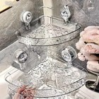 2pc Corner Shower Caddy Clear Suction Cup Storage Shelf Organizer Bath Tray Rack
