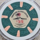 Vintage 1980 s Treasure Island Casino  25 Poker Table Chip From St  Maarten N a