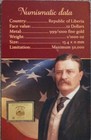 Teddy Roosevelt Card- Republic Of Liberia  12  Gold Bar  0 999 Fine 1 1000 Oz