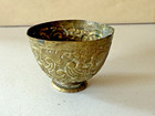 Small Antique Chinese Or Indian Embossed Brass Cup Or Bowl  Estate Find