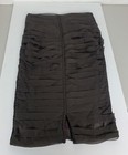 Mandalay Womens Brown 100  Silk Ruched Cut Away Straight Skirt Size 4
