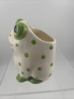 Vintage Green Frog Planter Spotted Ceramic Animal Pottery Whimsical Decor Usa