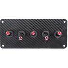 Jegs 11016 5-toggle Panel With Red Led Switches Black Carbon Fiber Vinyl Finish