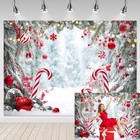Merry Christmas Candy Cane Backdrop For Photography Winter Snow Scenery Christma