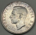 1950 Canada 50 Cents Silver Half Dollar  With Lines In O   Great Au Coin   