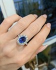 Oval Cut 4 60 Ct Natural Blue Sapphire   Diamond Engagement Ring 14k White Gold