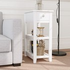 Chairside End Table With Drawer And 2 Shelves Shelf Narrow Table For Living Room