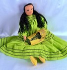 Vtg Apache Indian Doll Baby Board Papoose Beaded Leather Moccasins Handmade
