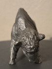 P Davis Pewter Bearded Buffalo Bison Horns Western Wildlife Animal Mini Figurine