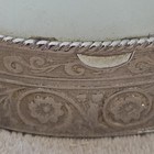Vintage Alabaster Stone Pill Box Silver Tone Oval 2 Inch Trinket Pocket Case