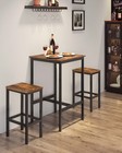 Square Bar Table Set W 2 Stools  Rustic Pub Set For Kitchen living Room