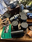 Huge Lot Of Vintage Camera Equipment Cameras Flash Lenses Filters Cases   More