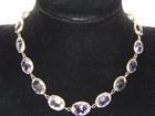 Vintage Taxco Mexico Sterling Silver   Amethyst Cabochons 13  Choker Necklace