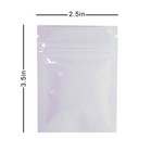 2 5x3 5in Clear Front Glossy White Back Foil Mylar Flat Zip Seal Bags W02