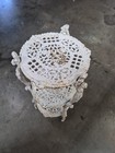 Vtg Victorian Style Cast Iron 3 Tier Table Plant Stand Shelf White Flower 25  H