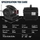 Mounto 1 4hp 1000cfm Air Mover Fan  3-speed  Etl-certified  For Drying   Cooling