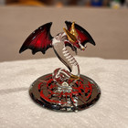 Glass Dragon Figurine Red Wings Gothic Fantasy Desk Decor Gift