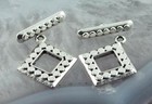 2 Pair Diamond Antique Silver Pewter Toggle Clasps 