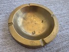 Vintage Brass Ashtray Heavy Round Mid Century 3 Slot Cigarette Cigar Ashtray