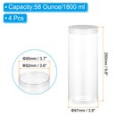 58oz Plastic Round Jars With White Ribbed Lids  Clear  4 Pcs