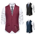 Men Vest V-neck Vintage Leisure Formal Business Casual Vests For Wedding Party