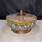 Floral Tin Container canister Designed By Daher Made In England 6 25    Wide Vtg