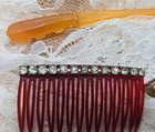 Vintage Hair Accessories Lot Combs Pick Barrettes Tilco Usa Rhinestone Tortoise