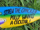 Screw The Cracker Polly Wants A Cocktail Surfboard Wall Plaque 39 x 10 