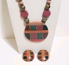 Vintage Lee Sands Necklace Earrings Set Chunky 80s Retro Mod Designer Statement 