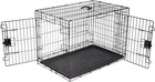 36  Dog Crate Kennel Folding Metal Pet Cage 2 Door With Tray Pan Black