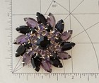 Vintage Faceted Glass    Prong Set  Gold Tone Metal Brooch Pin