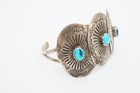 Vintage Native American Navajo Sterling Silver Turquoise Cuff Bracelet 6 75 