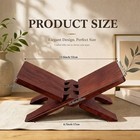 Wooden Book Stand For Display Foldable Open Book Holder  Dark Brown