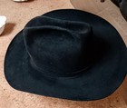 Rare  Vintage Resistol 20x Black Gold Western Fedora Texas Hat  Jet Black  7 3 8