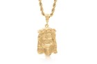 Large Jesus Pendant Necklace  5mm French Rope Chain  14k Heavy Gold Plated