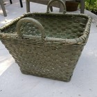 Vintage 22  Large Square Wicker Splint Bentwood Basket Green Storage Huge Big