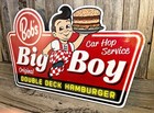 Big Boy Bob s Hamburger Car Hop Service Large 22  Metal Sign Rustic Vintage New