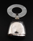 Vintage Jt Inman Sterling Silver   Mother Of Pearl Baby Rattle   Teething Ring