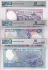 Tunisia Set 3  5 10 20 Dinars 1983 P 79-p 81 Gem Unc Pmg 66 Epq Wmk H bourguiba