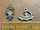 2 Vtg Gold Tone Alien Space Ship Flying Saucer Ufo Want To Believe Charm Pendant