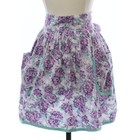 60s Purple And Teal Floral Waist Apron Home Sewn