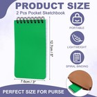 3x5 Inch Pocket Sketchbook  2 Pcs 80gsm Top Spiral Notebook  Grass Green