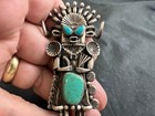 Carl Begay Sterling Silver Native Navajo Turquoise Bolo Tie slider Pendant
