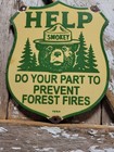Vintage Smokey Bear Porcelain Sign Old Us Forest Service National Park Fires 12 