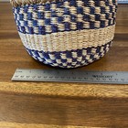 African Handwoven Market Basket Red Leather Handle