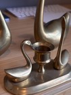 Vintage Brass Swan Bird Figurine Pair Collectible Home Decor Sculpture Ornament